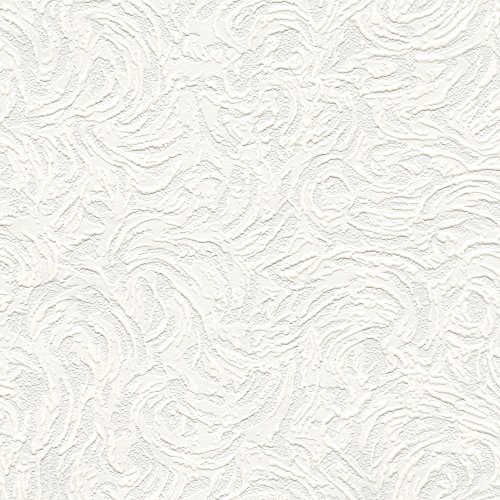Belgravia Blown Vinyl White Swirl Textured Wallpaper - Modern Wallpaper for Living Room, Bedroom, Fireplace - Decorative & Paintable Luxury Wall Paper (White)