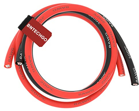 BNTECHGO 8 Gauge Silicone Wire 5 ft Red and 5 ft Black Flexible 8 AWG Stranded Tinned Copper Wire
