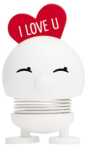 Hoptimist Love Bimble Klein (S), Wackelfigur & Glücksbringer, Skandinavische Deko für Wohnzimmer, Schreibtisch, Schlafzimmer, Büro Gadget, 4,5 x 5,8 x 8,7 cm, Weiß