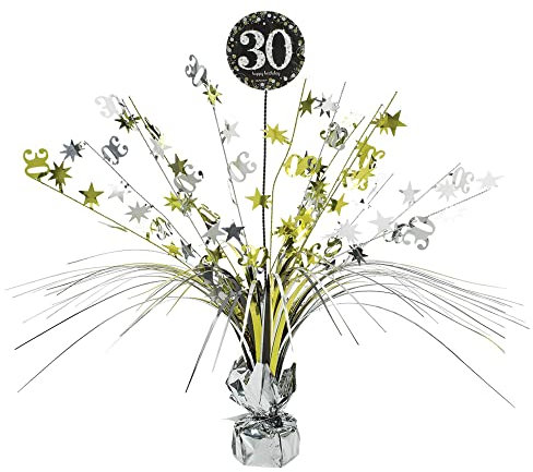 Amscan 110295 - Tischdekoration 30 Sparkling Celebration, Größe 45,7 cm, Geburtstag, Silber & Gold