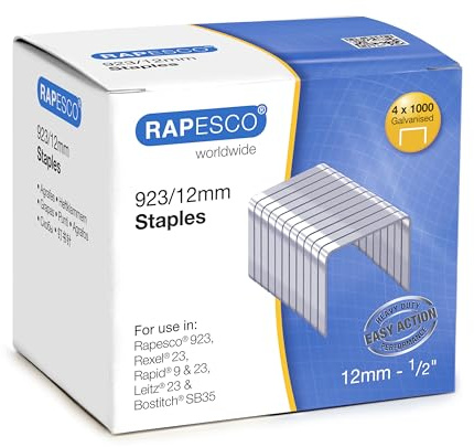 Rapesco S92312Z3 Kraftig Galvaniserad Klammer 923/12 mm, 4000 Klammer
