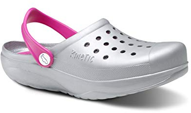 FELIZ CAMINAR - Zueco Sanitario Kinetic Plata/Fuxia, 36