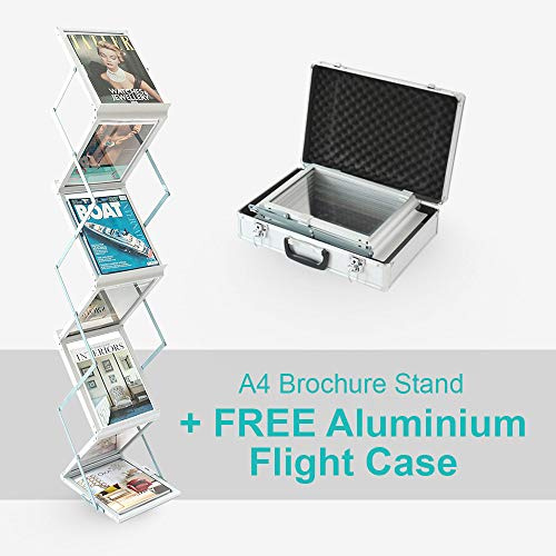 TheExhibitionShop™ A4 FOLDING BROCHURE DISPLAY STAND WITH ALUMINIUM TRAVEL CASE Exhibition, Trade Show, Literature * FREE NEXT DAY DELIVERY (UK MAINLAND ONLY)