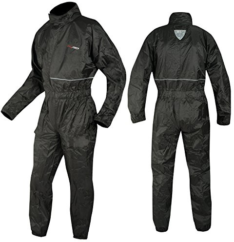 Tuta Intera Anti Pioggia Acqua Impermeablie Ripieghevole Marsupio Moto Nero XXL