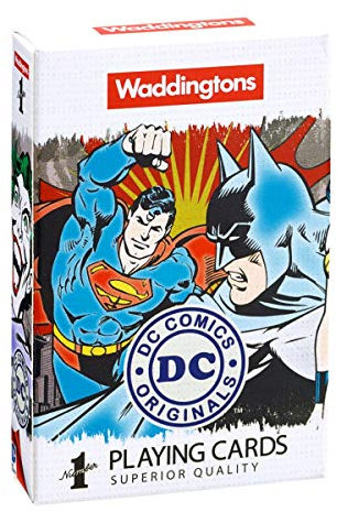 Waddingtons Number 1 DC Comics Retro Playing Card Game, play with your favourite heroes and villains from Batman, Superman, Wonder Woman to the Joker, gifts and toys for boys and girls aged 6 plus