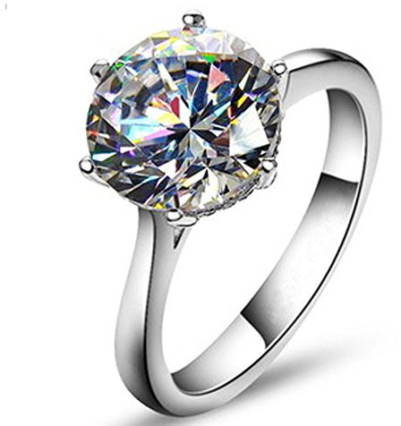 TenFit Jewelry Elegant 4ct Round Cushion Cut Solitaire Halo Diamond Wedding Engagement Ring,Size 8