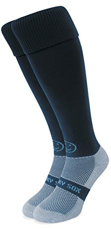 WackySox - Navy Blue Knee Length Rugby Socks for Men and Women - Sports Socks for Walking, Riding, Hockey, Football, Running, Club and Team Activities