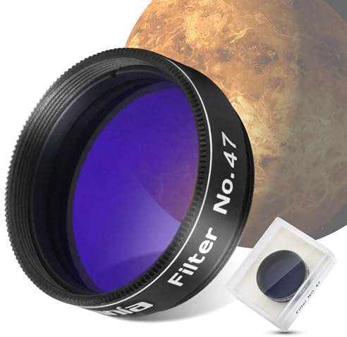 Astromania Telescope Filter, Planetary Filter with Metal Frame for Astronomical Telescope Eyepiece, 1.25 Inch Telescope #47 Dark Blue Color filter for Enhancing Contrast in Lunar Planetary Observation