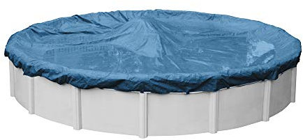 Robelle 15 ft Heavy Duty Blue Winter Pool Cover for Above Ground Pools, 4 ft Overlap (19 ft Cover Size), Solid 8 x 8 Scrim, 2.36 oz/yd2, 10-Year Warranty, Style: 3515-4