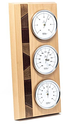 Fischer Wetterstation, Holz, Beech Wood Natural, 30 x 15.5 x 34 cm