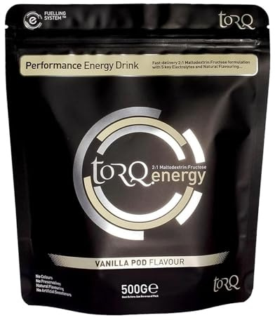 TORQ Flavoured Electrolyte Powder - Natural Vanilla Pod Isotonic Hydration Powder with Electrolytes Drink | Fast Delivery Energy Drink with High Carbohydrates and Sodium | 15 Single Servings