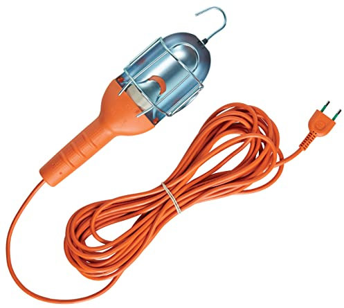 FANTON 61080 Handleuchte ALADIN, Baulampe mit 10 m. Kabel 2x0,75 H05VV-F, Arbeitsleuchte mit italienischer Stecker 2P 10A, metallischer Käfig und Reflektor + einpoliger Schalter