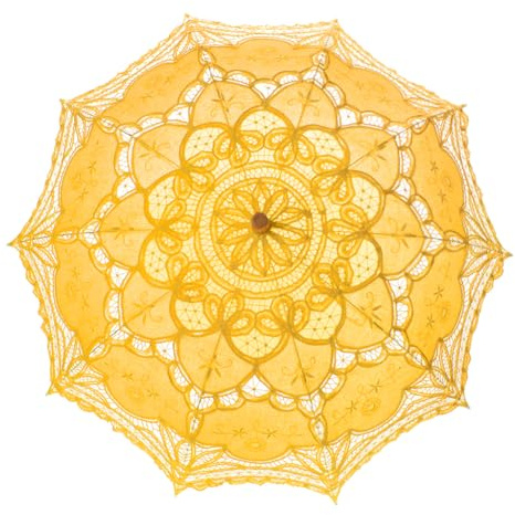 TopTie Vintage Yellow Lace Parasol, Wedding Bridal Umbrella, Photograph Parasol, Party Decorations Supplies