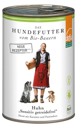 defu Hundefutter | 1 x 410 g | Bio Huhn Sensitiv getreidefrei | Premium Bio Nassfutter Menü | Alleinfuttermittel für Hunde