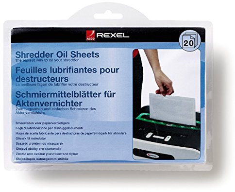Rexel Ölblätter für Aktenvernichter, 20 Stück, A5 Format, Zur Aktenvernichter-Wartung, 2101949, Weiß