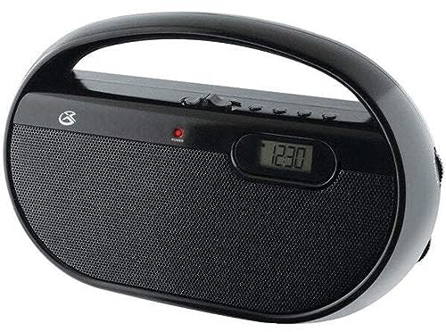 GPX R602B Portable AM/FM Radio with Digital Clock and Line Input