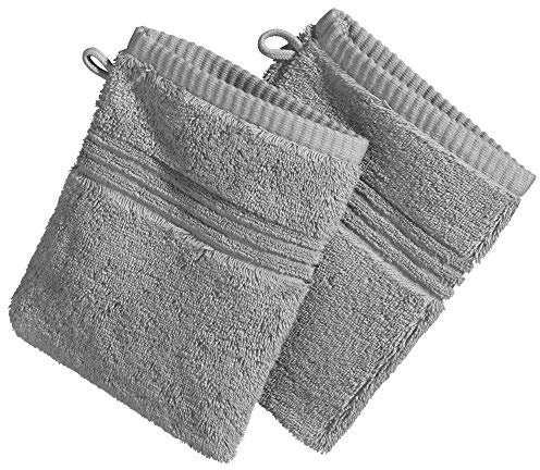 Erwin Müller Walk-Frottier Waschhandschuh Konstanz im 2er-Pack Silber Größe 15x21 cm - besonders hochwertig und ultrasaugstark, 100% Baumwolle