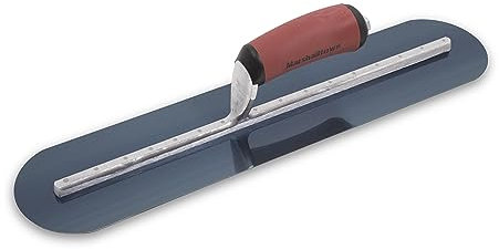 Truelle de lissage Marshalltown aux extrémités entièrement arrondies et au manche incurvé Durasoft, en acier bleu, très adaptée aux sols et au béton, dimensions : 508x127 mm