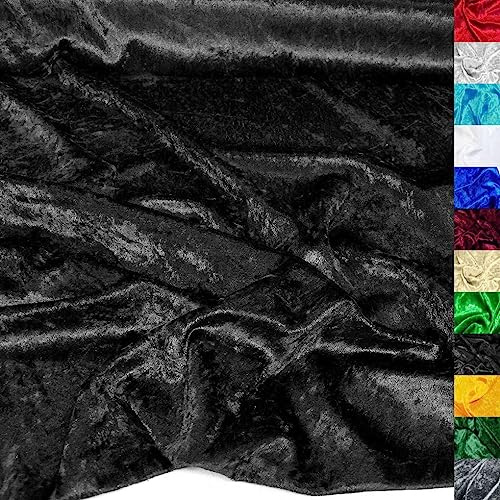 TOLKO 10m Pannesamt Meterware | Stretch Samt für Vorhänge Gardinen Bühne Kostüm Samtkleid Rock | Stoffe zum Nähen Dekorieren glänzender Samtstoff Dekostoff 145cm breit (Schwarz)