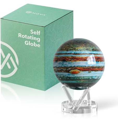 MOVA Globes Giove Signature (6) | Mappamondo Auto-Rotante a Energia Luminosa |Silenzioso, Senza Batterie né Fili |Decorazione da Scrivania o Idea Regalo Globo Spazio