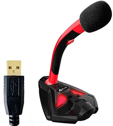 KLIM Voice Microfono Desktop USB con Stand per Computer Laptop PC - Microfono Gaming Videogiochi PC PS4 Rosso [ Nuova Versione ]