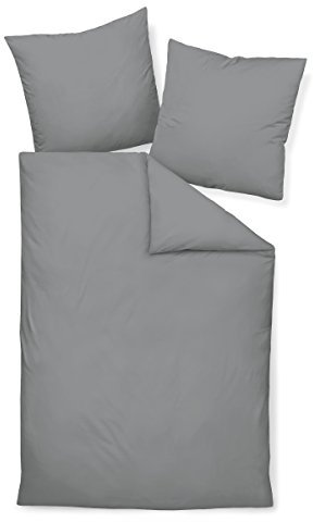Janine Maco Satin Bed Linen Uni colour 135 x 200 cm, 100% Cotton, graphite, 135 cm x 200 cm