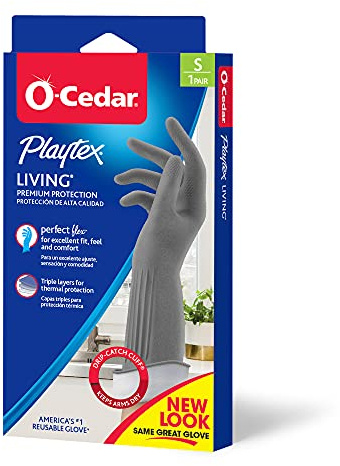 PLAYTEX Living Reuseable Rubber Cleaning Gloves (Small, 1 Pack), Premium Protection Reusable Household Gloves