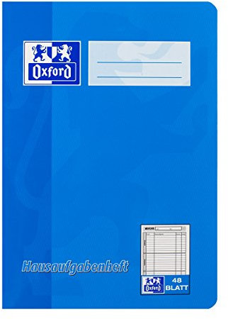 Oxford Hausaufgabenheft A5, 48 Blatt, rot und blau, 10 Stück