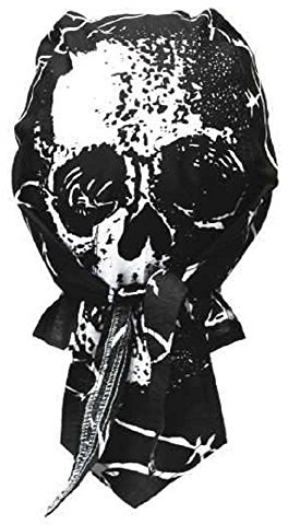 Black Tribal Bandana Cap Zandana mit Totenkopf. Schwarz. 090.032