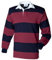 Front Row Sewn Stripe Long Sleeve Sports Rugby Polo Shirt (L) (Burgundy/Navy)