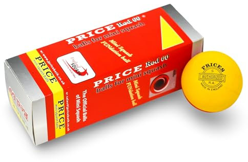 Price Mini pelota de fundación de squash. Adecuado para niños novatos. De gran tamaño para una jugabilidad más fácil. Gran rebote ideal para aprender nuevas habilidades de raqueta. Fabricado en el