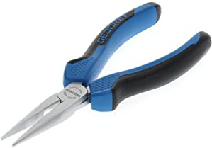 GEDORE Telephone Pliers, Long Nose, Toothed, Straight, Induction-Hardened, Dual-Material Grips, Length 160 mm, 8132-160 JC