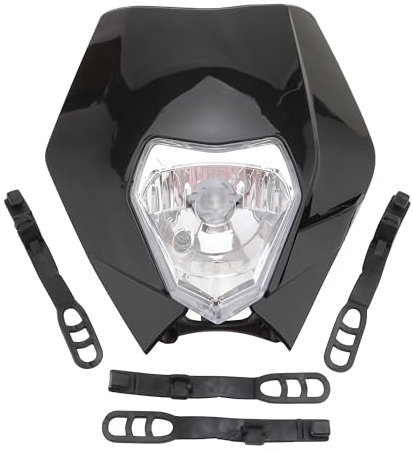 GOOFIT schwarz 12V 35W Scheinwerfer Frontscheinwerfer Lichtmaske mit Front Verkleidung Ersatz für Motorrad Dirtbike Pocketbike Motocross Supermoto Supermoto Schwarz dit Pocketbike