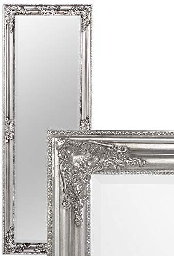 Eleganter Wandspiegel BESSA Silber antik 140x50cm barock Design Spiegel pompös Holzrahmen