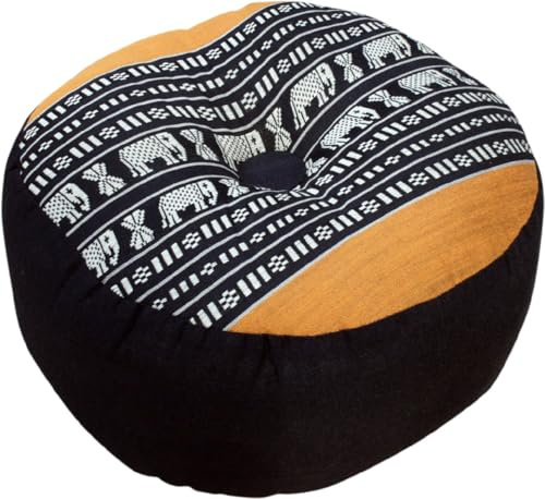 GURU SHOP Meditationskissen, Yoga Kissen, Yogakissen, Sitzkissen, Bodenkissen, Dekokissen - Schwarz/orange, 18x30x30 cm