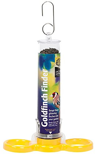 Pre-filled Niger Bird Feeders for Garden Birds - Jacobi Jayne® Goldfinch Finder - Hanging Bird Feeders for Small Birds. Niger Bird Feeder Hanging Wire Included.