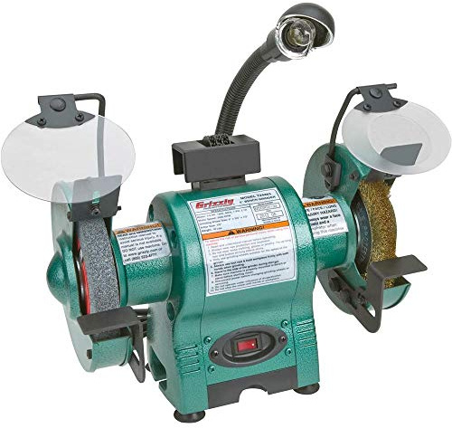 Grizzly Industrial T24463-6 Bench Grinder with Work Light
