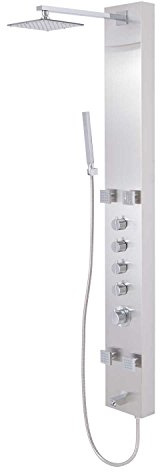 Signature Hardware 413241 Shelton Thermostatic Stainless Steel Shower Panel with Hand Shower, Four Bodysprays, and Tub Spout
