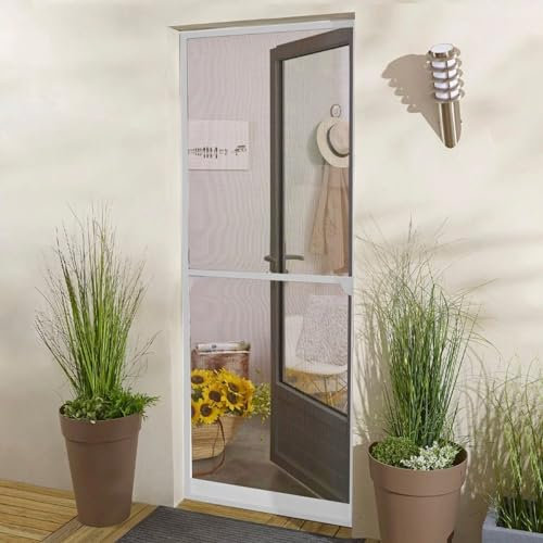 MADECOSTORE Moustiquaire Porte battante en Aluminium - Blanc - L100 x H220cm