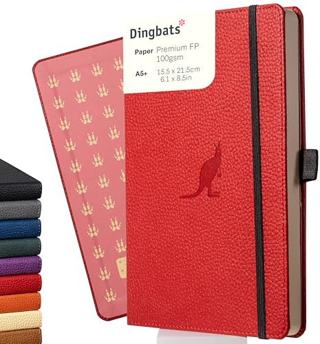 Dingbats* - Notizbuch A5 Blanko, Hardcover aus veganem Leder mit Stifthalter und elastischer Gummiband, ideal zum Schreiben, für Universitätsnotizen, To-Do-Listen und mehr