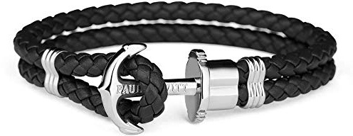 PAUL HEWITT Anchor Bracelet PHREP with Leather Bracelet in Black und Anchor Made of Edelstahl in Silver für Women und Men PH-PH-L-S-B-S