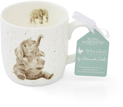 Wrendale by Royal Worcester Bone China Mug Role Model Elephants, Multi-Colour,11 oz