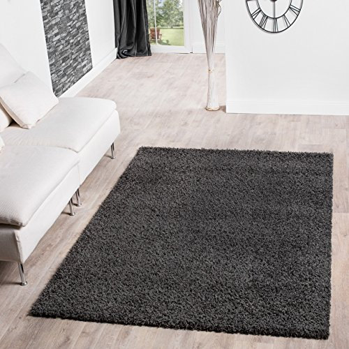 T&T Design Shaggy Teppich Hochflor Langflor Teppiche Wohnzimmer Preishammer versch. Farben, Farbe:anthrazit, Größe:200x280 cm