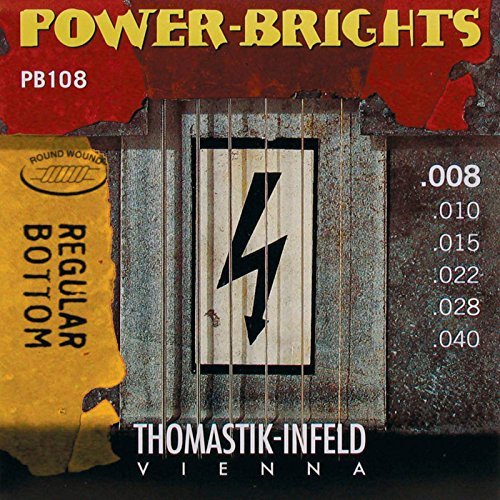 Thomastik Saiten für E-Gitarre Power Brights Series Regular Bottom Satz PB108 Extra Light .008-.040w