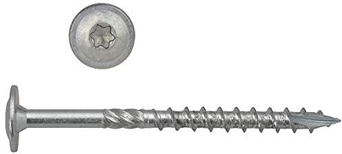 Tornillos de cabeza de plato, 8 x 160 mm, 50 unidades, galvanizados para madera, Torx, muesca de corte