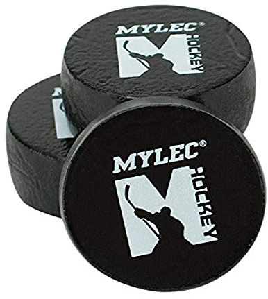 Mylec MINI Hockey Pucks for Indoor Use, Lightweight, Foam Filled, One-Size (Black, Pack of 3)