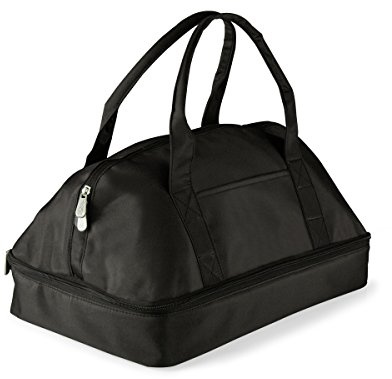 PICNIC TIME Potluck Insulated Casserole Carrier, Thermal Food Carrier, Portable Food Warmer, Insulated Container for up to 300 Degrees with Framed Window and Comfort handles (Black)