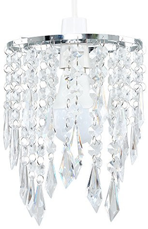 MiniSun | Chandelier with Clear Jewel Effect Droplets | Chandeliers, Home Décor & Improvement Essential | 160mm Shade Width