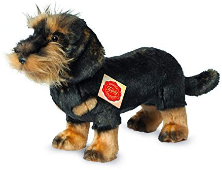 Teddy Hermann 91923 Hund Rauhaardackel 28 cm, Kuscheltier mit idealem Recyclinganteil (Füllmaterial)