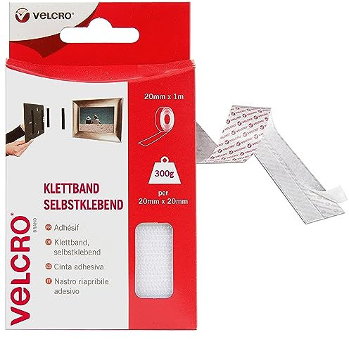 VELCRO Brand Cinta adhesiva 20mm x 1m Blanco